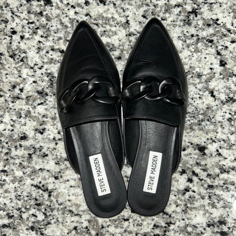 Steve Madden Fleur Black Chain Pointed Toe Mule - image 1